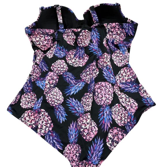 Torrid Womens Pineapple Lilac Purple Print One-Piece Swimsuit 3S - Picture 3 of 5